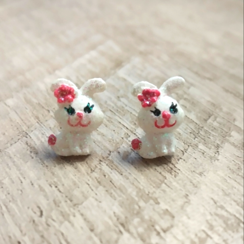 Claire's *Sparkly* Bunny Stud Earrings, Easter/Spring ✨🐰